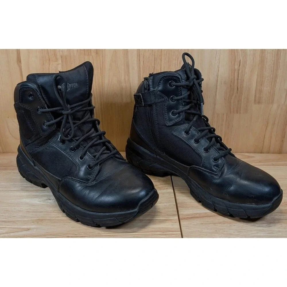 Interceptor Mens Black Tactical Patrol Boots Side Zip Work Shoes‎ Size 11
